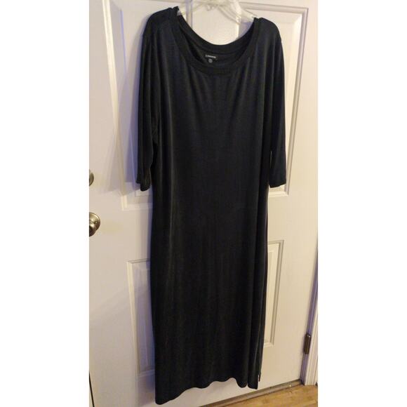 J. Peterman Black XXL Maxi Dress Flowy, Stretchy, 3/4 Sleeve, Rayon, Witchy Goth - Picture 2 of 6